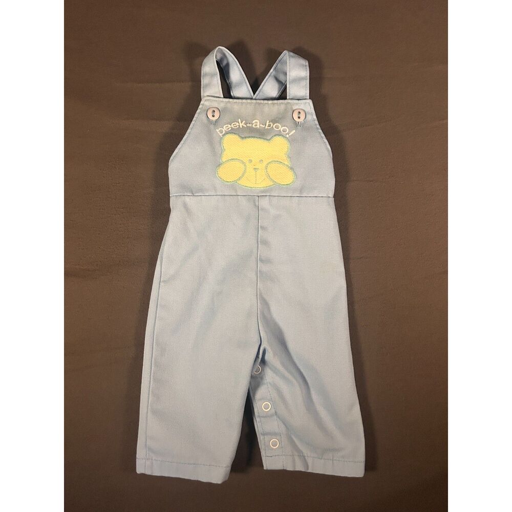 Vintage Health-tex Baby Overalls 3M Blue Bear Jumper Romper 70s 80s USA Made